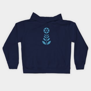 Scandinavian Retro Flowers Light Blue on Beige Kids Hoodie